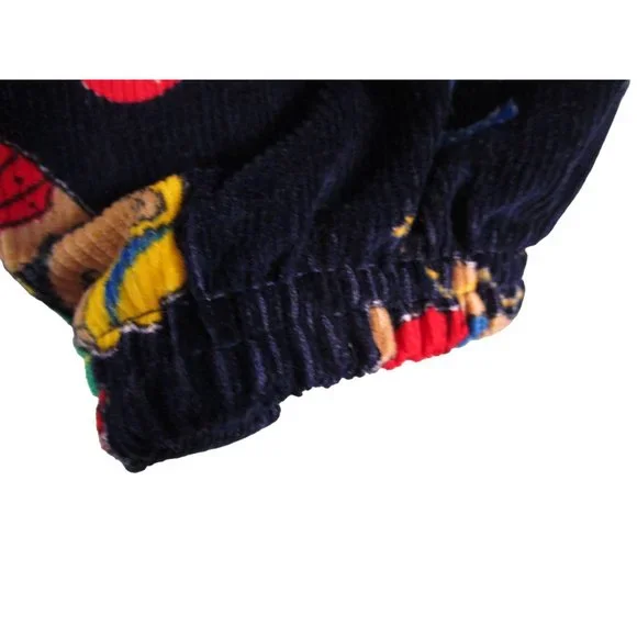 OshKosh BGosh Vestbak Cowboy Teddy Navy Blue Corduroy Overalls 12M EUC USA Made
